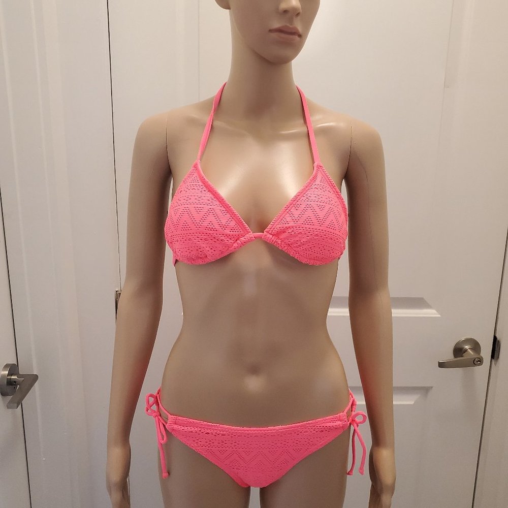 BAWDY WOMEN'S SEXY BIKINI SWIMSUIT SWIMWEAR PUSH UP MESH-PINK SMALL